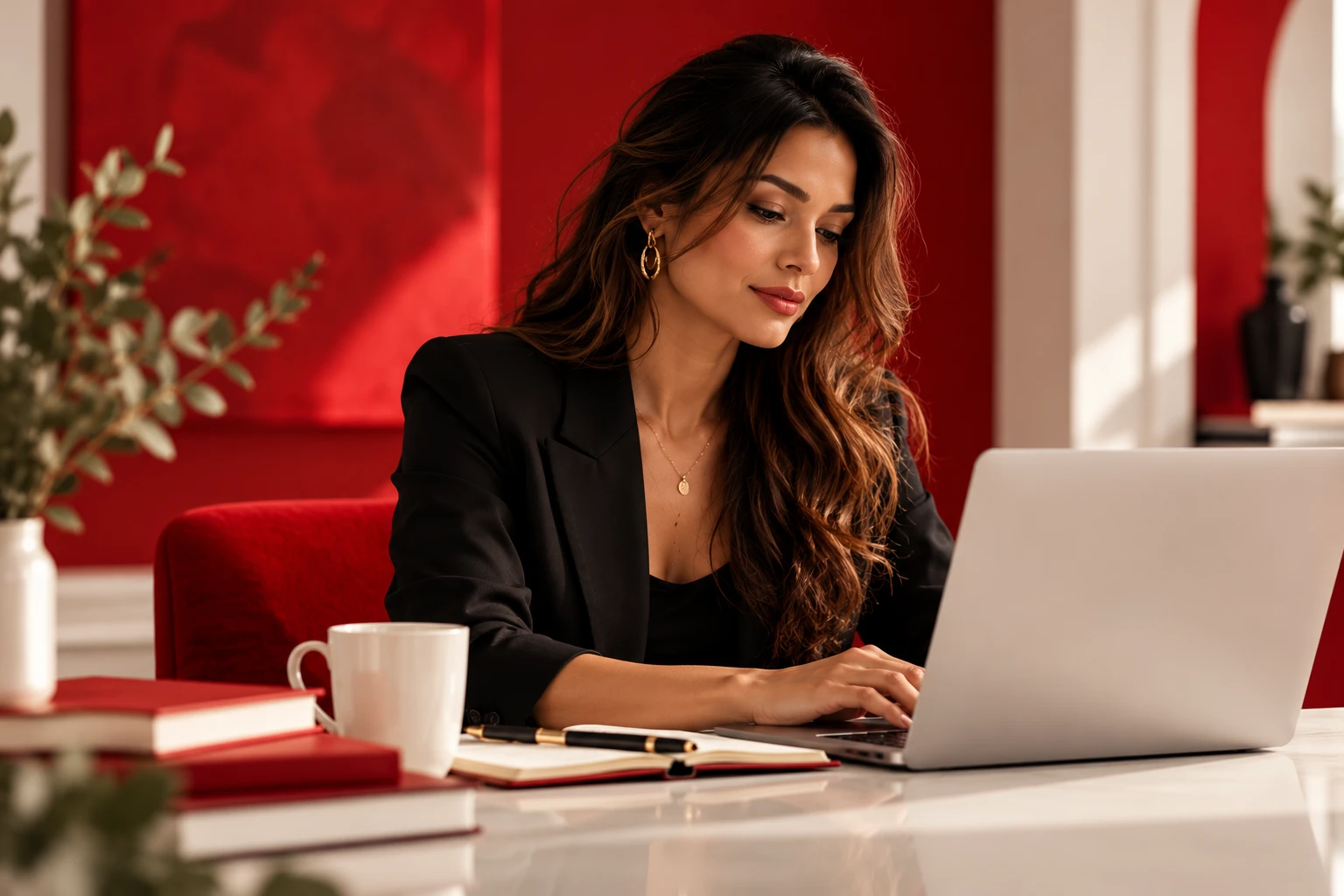 A woman finding time to focus on her business at home